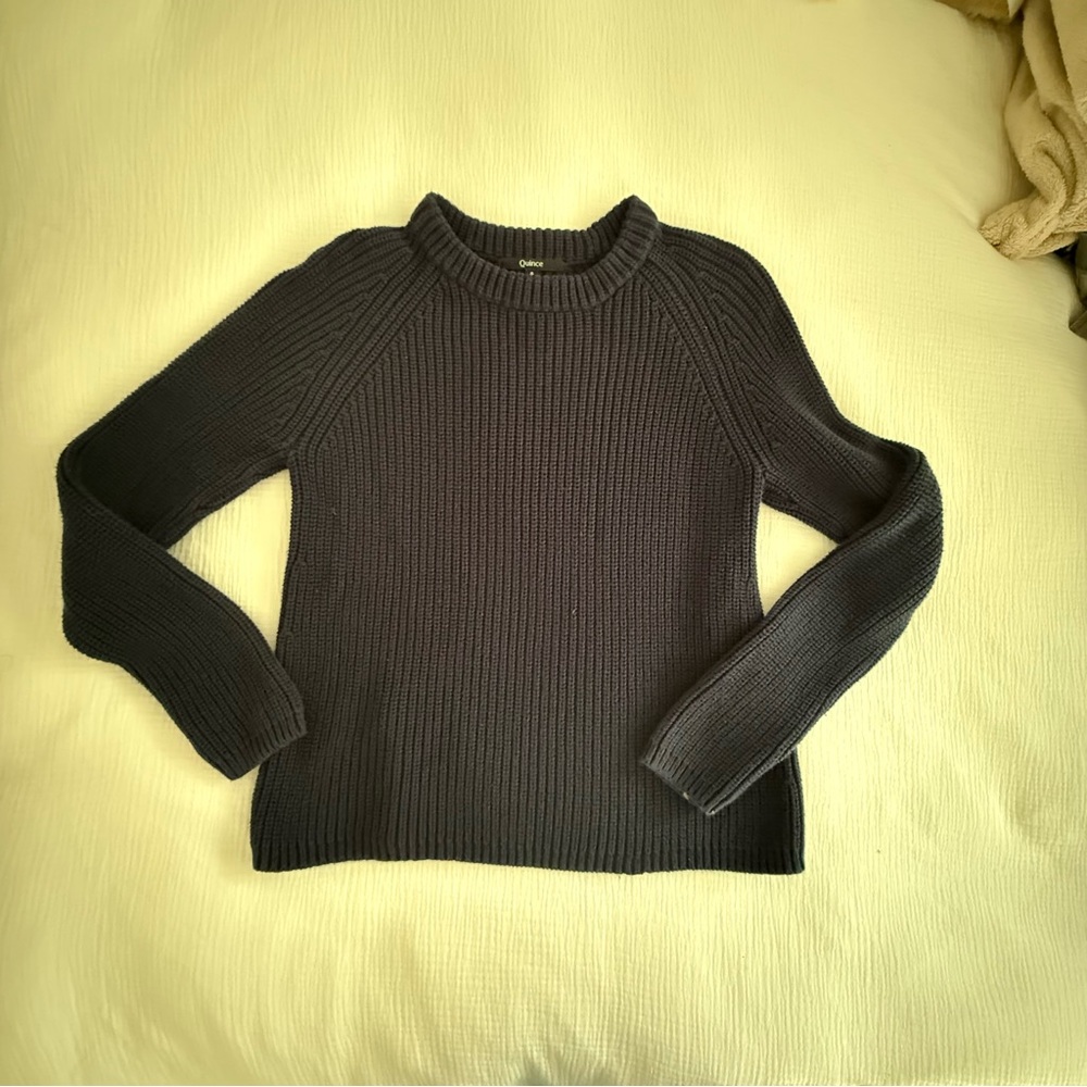 Quince  Navy Women's Fisherman Sweater